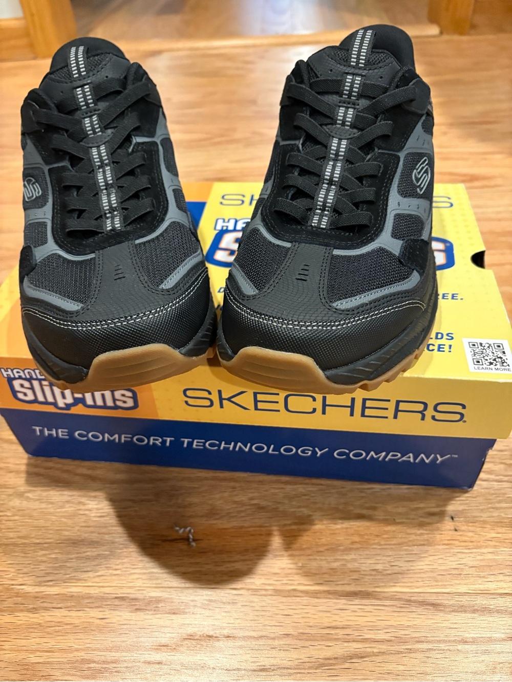 Skechers Men's Black and Brown Slip-On Style Sneakers